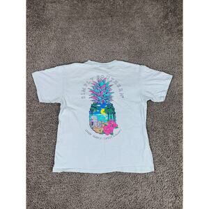 Simply Southern Shirt Girls Large Blue Pink Pineapple Livin Simply Sweet & Happy